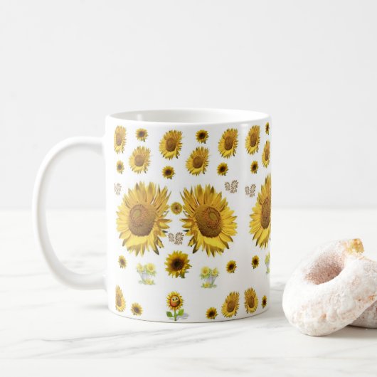 Sonnenblumen-Tasse Kaffeetasse (Mit Donut)