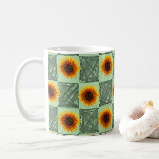 Sonnenblumen-Tasse Kaffeetasse (Mit Donut)