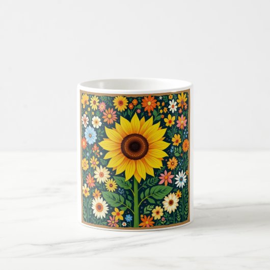 Sonnenblumen-Tasse mit Blumenmuster Kaffeetasse (Mittel)