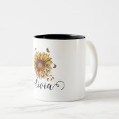 Sonnenblumen-Tasse, Personalisiert, Herbst-Tasse, Zweifarbige Tasse (VorderseiteRechts)