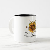 Sonnenblumen-Tasse, Personalisiert, Herbst-Tasse, Zweifarbige Tasse (Vorderseite Links)