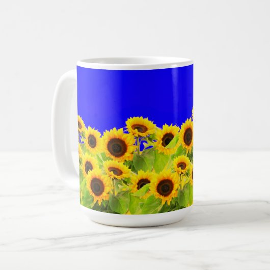 Sonnenblumen Tasse Ukraine Flaggenfarben (Vorderseite Links)