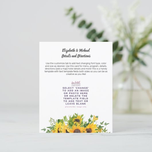 Sonnenblumen Thema Hochzeit Details Menü Andere (Stehend Vorderseite)