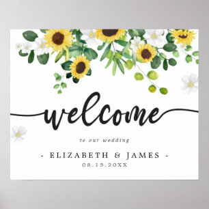Sonnenblumen Thema Willkommen auf unserer Hochzeit Poster