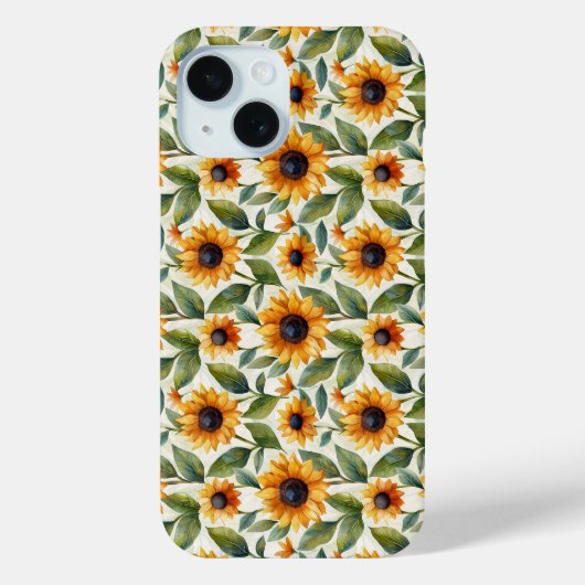 Sonnenblumen-Theme iPhone 15 Hülle (Rückseite)