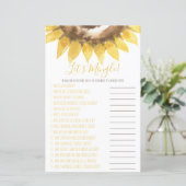 Sonnenblumen Themed Let's Mingle Shower Game (Stehend Vorderseite)