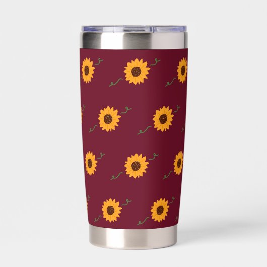 Sonnenblumen Thermal Tumbler (Barn Red & Gold) Thermobecher (Vorderseite)