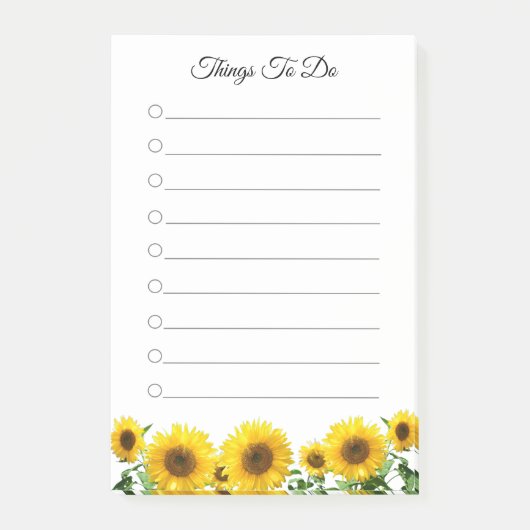 Sonnenblumen Things To Do linierte Post-it Notes Klebezettel (Vorderseite)