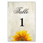 Sonnenblumen-Tischnummer. Rustikale Hochzeit. Land Tischnummer (Vorderseite)