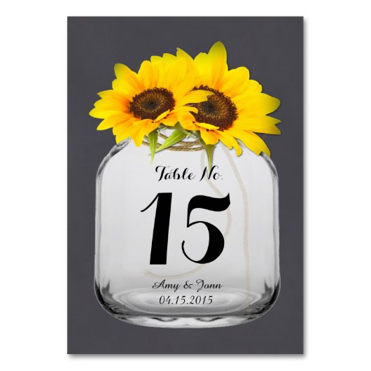 Sonnenblumen Tischnummern Sonnenblume Mason Jar 7 (Rückseite)