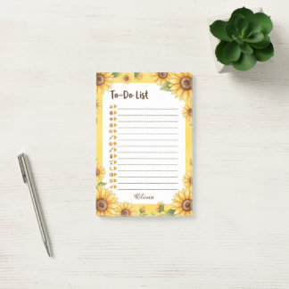Sonnenblumen To-Do-Liste Personalisierte Haftnotiz Post-it Klebezettel