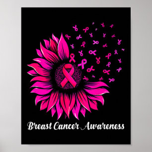 Sonnenblumen tragen rosa Brustkrebs Bewusstsein Fr Poster