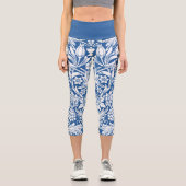Sonnenblumen Trauben Blaues Muster Capri Leggings (Vorderseite)