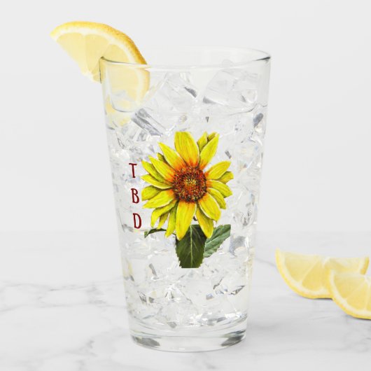 Sonnenblumen Trinkglas Glas (Vorderseite Ice)
