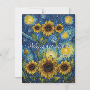 Sonnenblumen-Trio in einer teerigen Nacht zum Name Karte