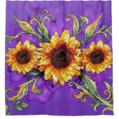 Sonnenblumen-Trio – Jugendstil Duschvorhang (Vorderseite)