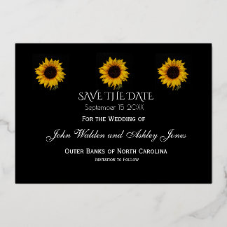 Sonnenblumen-Tröpfchen Save The Date Folie Postkar Folieneinladung