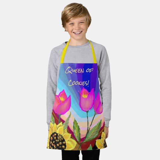 Sonnenblumen Tulips & Liebe Denken Sie an Sie Schürze (Getragen)