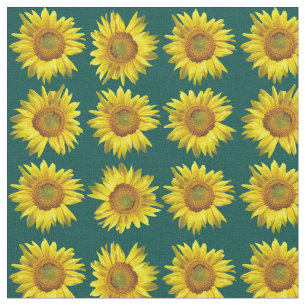 Sonnenblumen Türkis Muster Nähmaterial Stoff