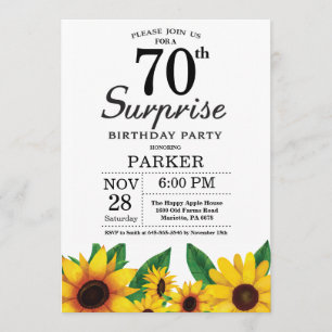 Sonnenblumen Überraschung 70. Geburtstag Einladung