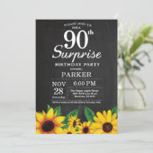 Sonnenblumen Überraschung 90. Geburtstag Einladung (Stehend Vorderseite)