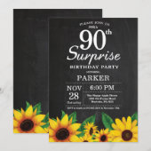 Sonnenblumen Überraschung 90. Geburtstag Einladung (Vorne/Hinten)
