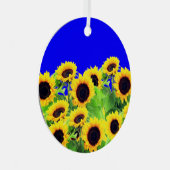 Sonnenblumen Ukraine Flaggenfarben Weihnachtsschmu Ornament Aus Metall (Vorderseite Rechts)