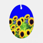 Sonnenblumen Ukraine Flaggenfarben Weihnachtsschmu Ornament Aus Metall (Vorderseite links)