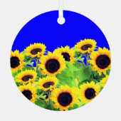 Sonnenblumen Ukraine Flaggenfarben Weihnachtsschmu Ornament Aus Metall (Rückseite)