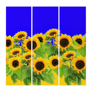 Sonnenblumen - ukrainische Flagge Friedensfreiheit Triptychon