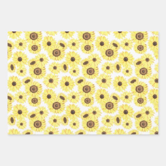 Sonnenblumen Umhüllungspapier Flachblatt Set von 3 Geschenkpapier Set (Vorderseite 2)