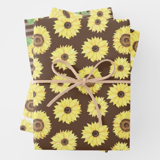 Sonnenblumen Umhüllungspapier Flachblatt Set von 3 Geschenkpapier Set (Beispiel)