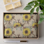 Sonnenblumen und Acorns auf Tan Decoupage Seidenpapier (Geschenk)