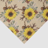 Sonnenblumen und Acorns auf Tan Decoupage Seidenpapier (Detail)