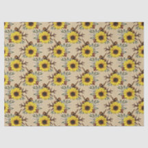 Sonnenblumen und Acorns auf Tan Decoupage