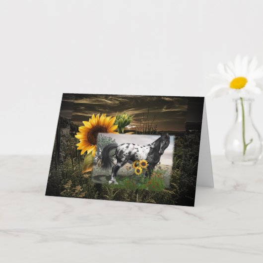 Sonnenblumen und Appaloosa Pferd Karte (Kleine Pflanze)