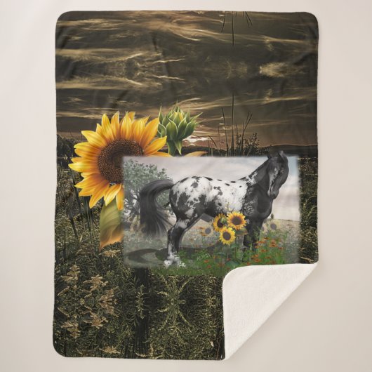 Sonnenblumen und Appaloosa Pferd Sherpadecke (Vorderseite)