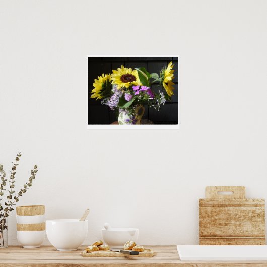 Sonnenblumen und Asters POSTER (Küche)