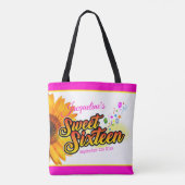 Sonnenblumen und Balloons Rosa auf der Weißen 16 . Tasche (Rückseite)