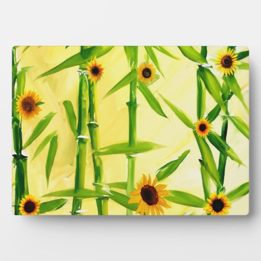 Sonnenblumen und Bambus Fotoplatte (Vorderseite)