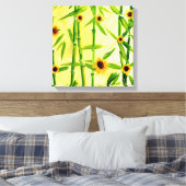 Sonnenblumen und Bambus Leinwanddruck (Insitu (Schlafzimmer))