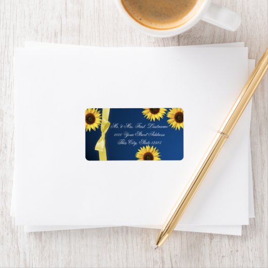 Sonnenblumen und Band Adressaufkleber (Insitu)