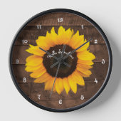 Sonnenblumen und Barnholz Hallo Sonnenschein Uhr (Vorderseite)