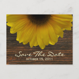 Sonnenblumen und Barnwood Fall Save the Date Postk Ankündigungspostkarte