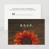 Sonnenblumen und Barnwood Rustic Wedding RSVP Karte (Vorne/Hinten)