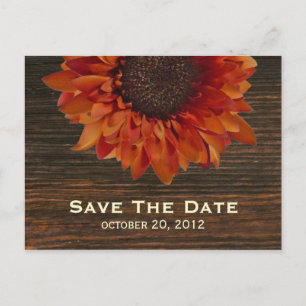 Sonnenblumen und Barnwood Save the Date Postkarte