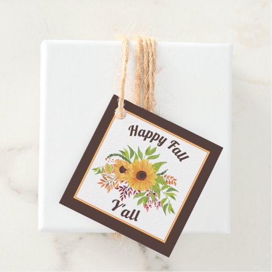 Sonnenblumen und Beeren in Aquarellfarben Happy fa Geschenkanhänger (Beispiel)