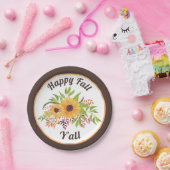 Sonnenblumen und Beeren in Aquarellfarben Happy fa Pappteller (Party)