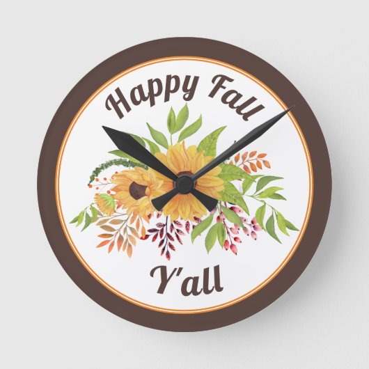 Sonnenblumen und Beeren in Aquarellfarben Runde Wanduhr (Vorderseite)