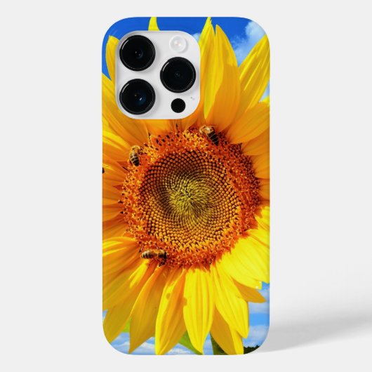 Sonnenblumen und Bienen auf Blue Sky iPhone Gesche Case-Mate iPhone Hülle (Rückseite)